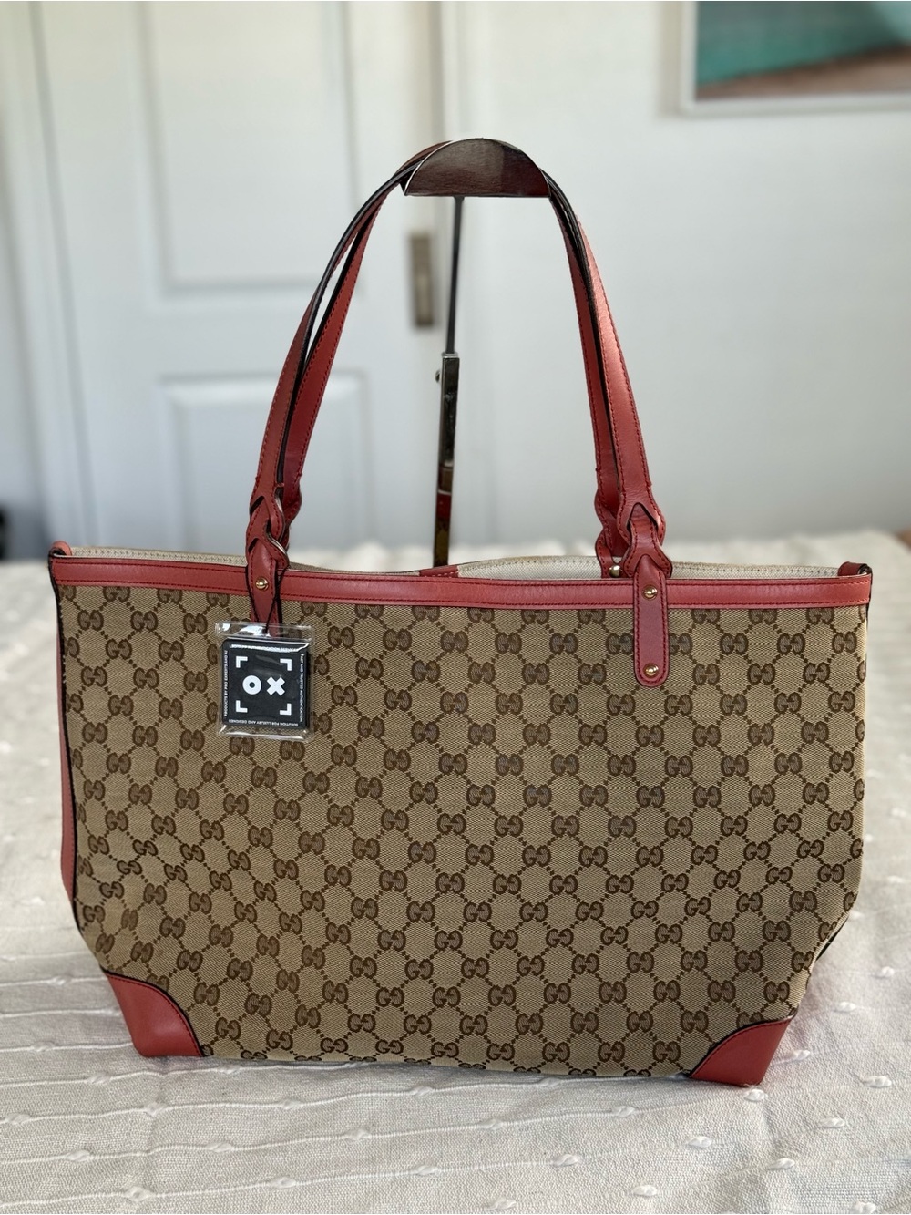 Gucci Beige Brown Monogram Tote with Pink Trim - Picture 10 of 10